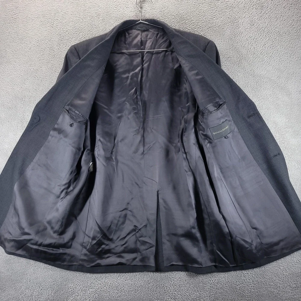 Banana Republic Suit Jacket Mens 40R Gray Wool Stretch Made In Italy Wedding